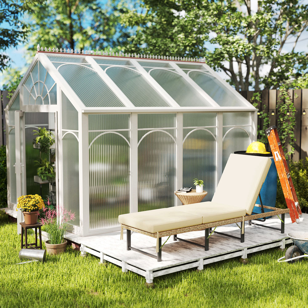 Outsunny Natural 6 Position Adjustable and Folding Rattan Sun Lounger Image 4