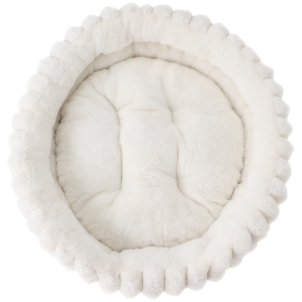 H&O Direct 60cm White Super Soft Faux Fur Pet Bed Image 3
