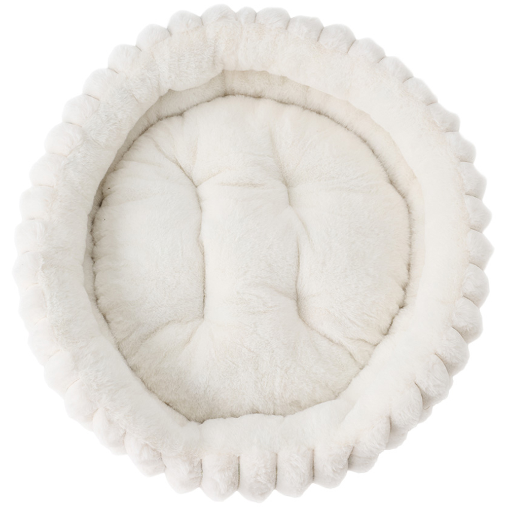 H&O Direct 50cm White Super Soft Faux Fur Pet Bed Image 3
