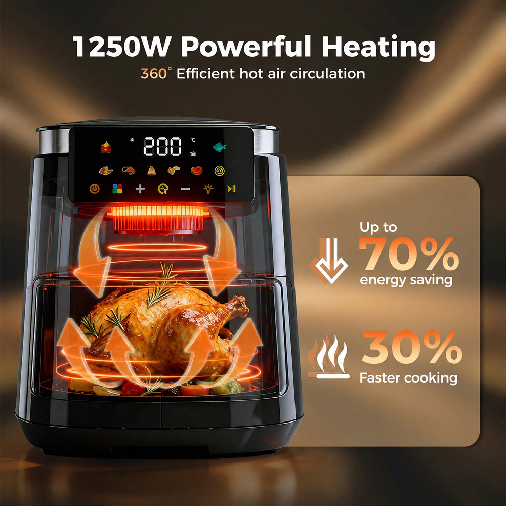 Spector FR1008-BK-UK Black Oil-Free Digital Air Fryer 5L 1250W Image 4