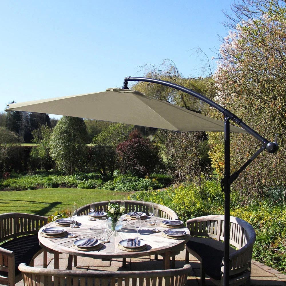 MonsterShop Beige Cantilever Parasol with Square Base 3m Image 6
