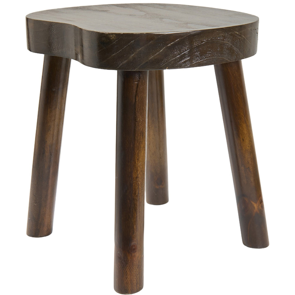 Dark Wood Footstool Brown Image 3