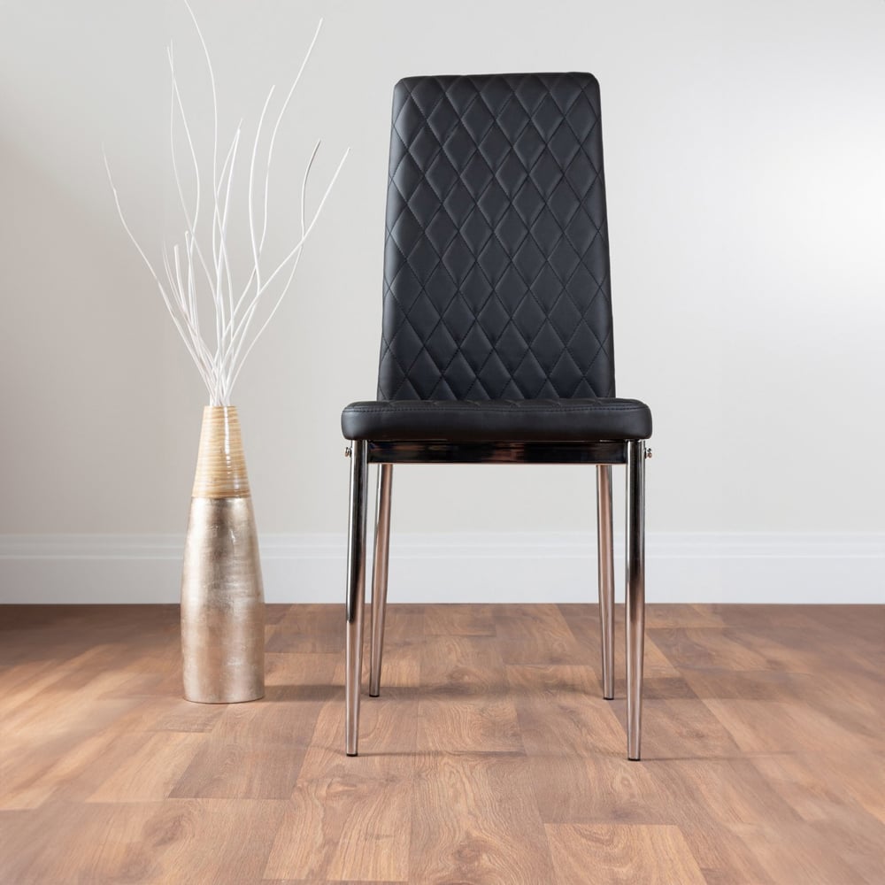 Furniturebox Solo Valera 6 Seater Dining Set Marble Effect and Black Image 3