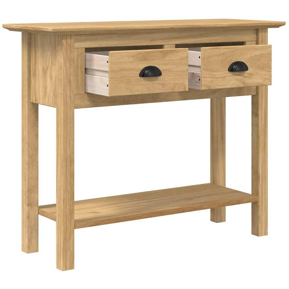 vidaXL Bodo 2 Drawer Single Shelf Honey Brown Console Table Image 3