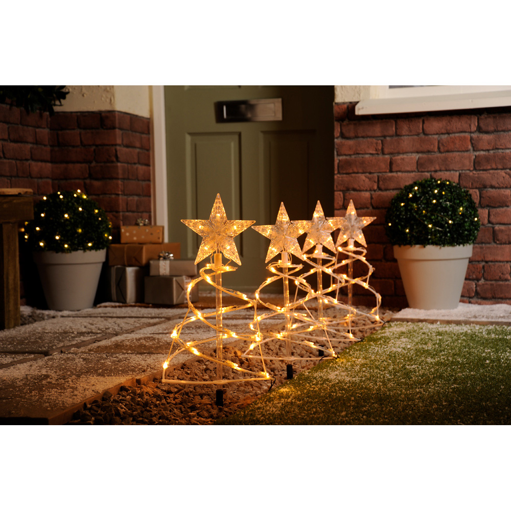 Festive 100 Warm White LED Spiral Pathfinder Trees 4 Pack Image 2