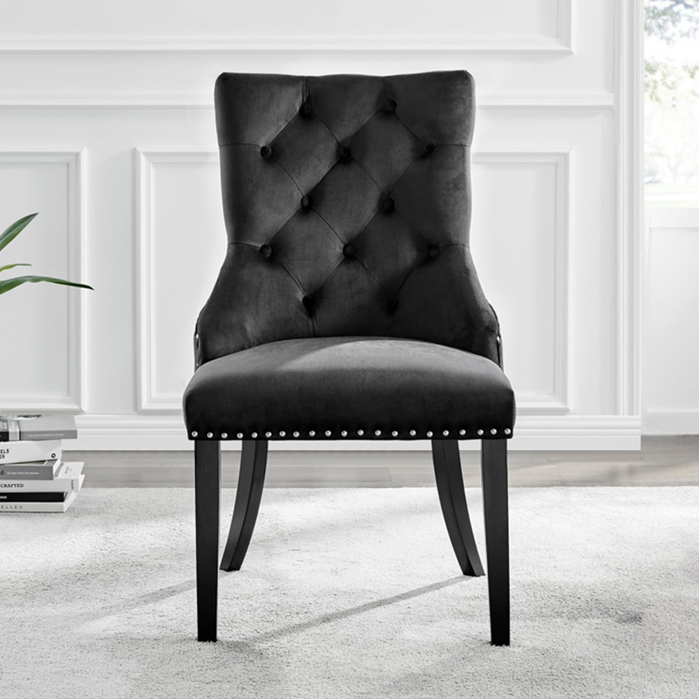 Furniturebox Arona Kensington 4 Seater Round Dining Set Black Image 3