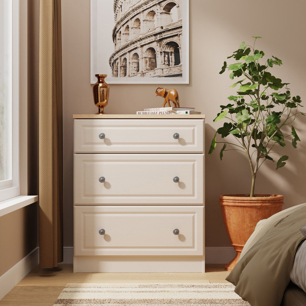 Crowndale Norfolk 3 Drawer Kashmir Ash and Bardolino Oak Deep Chest of Drawers Ready Assembled Image 7