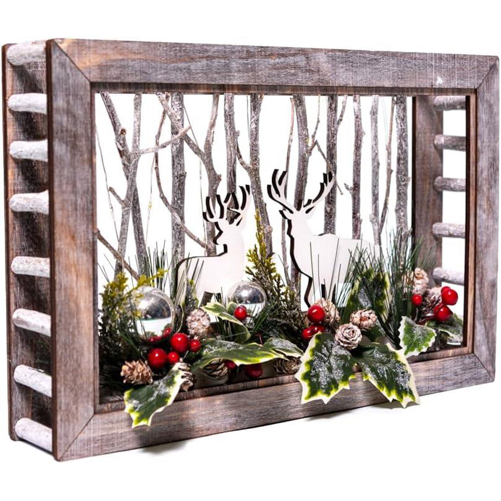 Shatchi LED Wooden Reindeer Scene 29 x 45cm Image 1