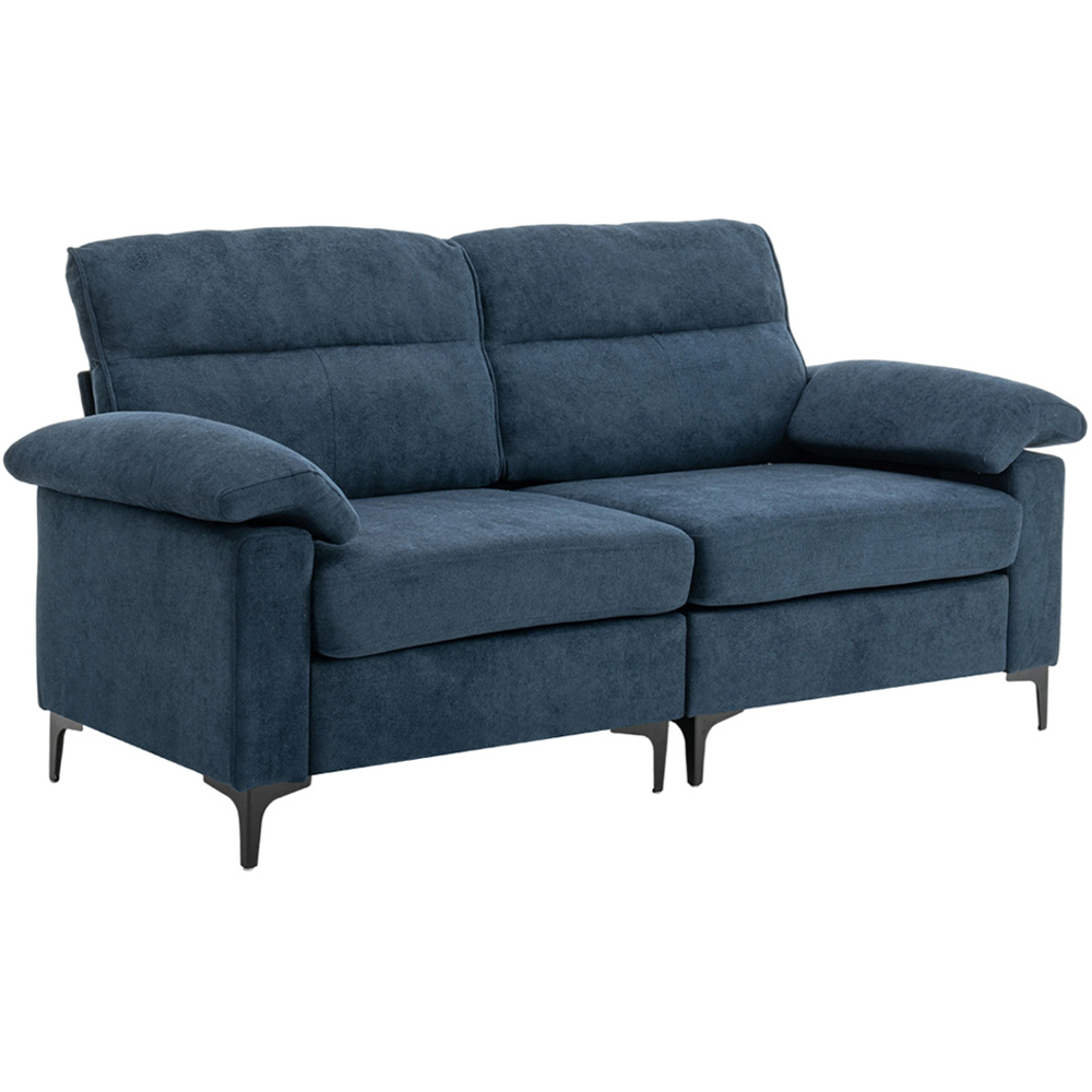 Living and Home 2 Seater Blue Chenille Sofa Image 2