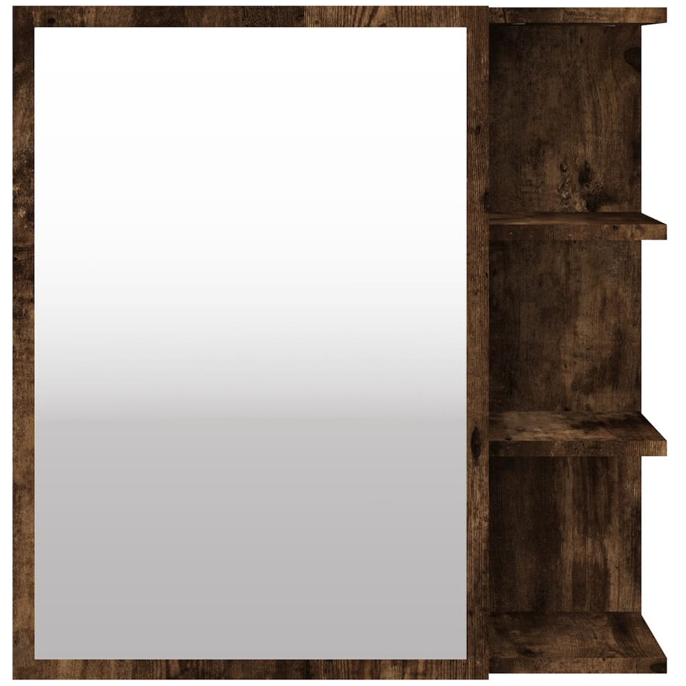 vidaXL Single Door 3 Shelf Smoked Oak Mirror Bathroom Cabinet Image 4
