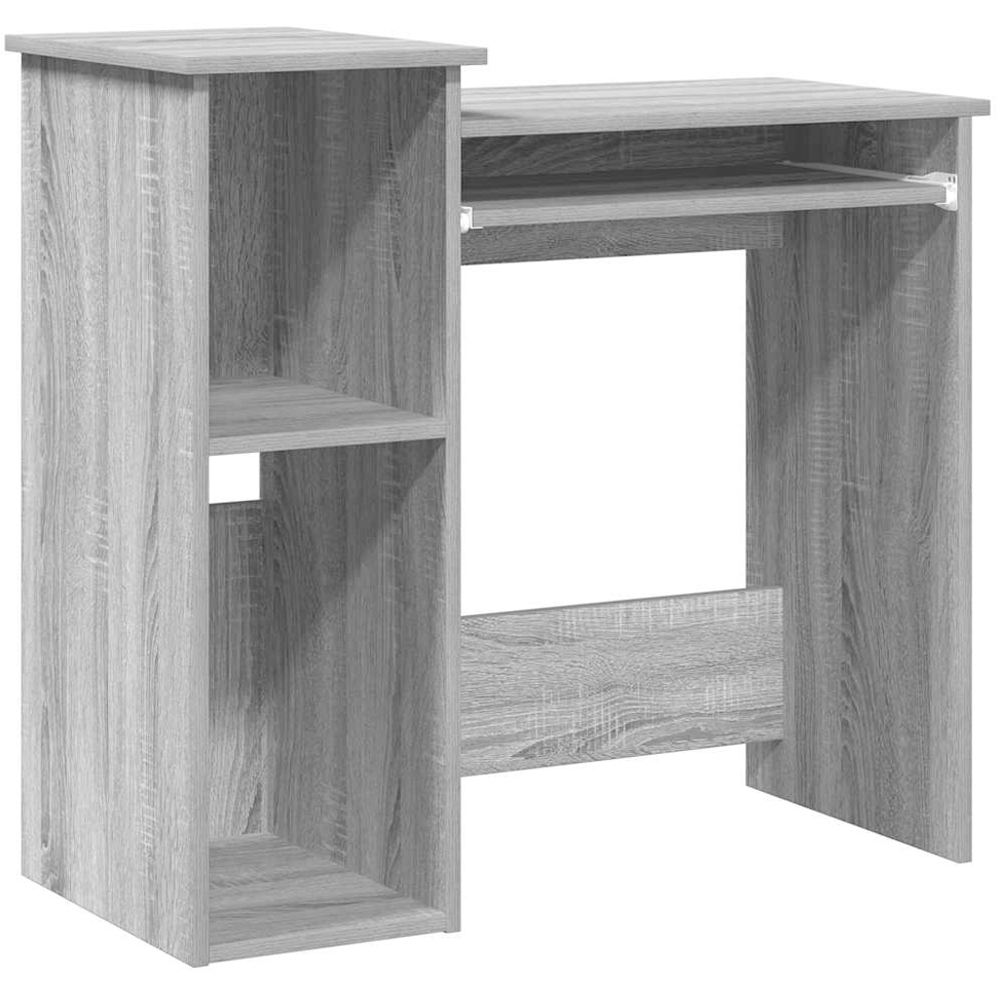 vidaXL 2 Shelf Computer Desk with Keyboard Tray Grey Sonoma Image 2