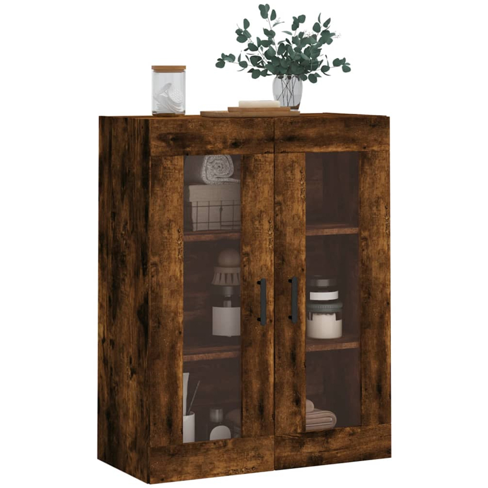 vidaXL 2 Door 3 Shelf Smoked Oak Wall Mounted Cabinet Image 4