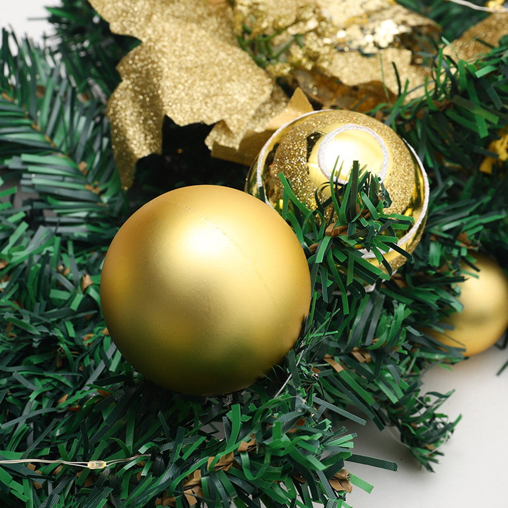 Living and Home Christmas Garland with Gold Baubles Stag and Poinsettias 270cm Image 5