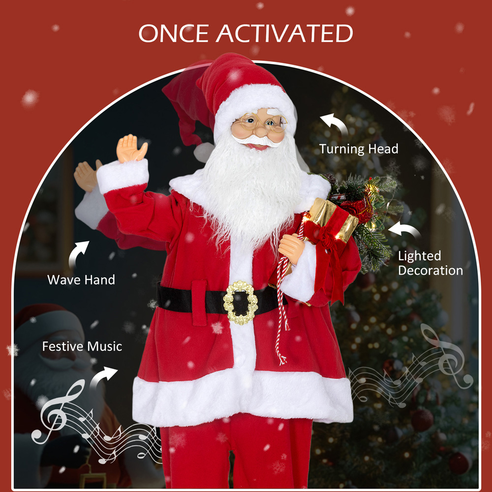 Everglow Life Size Animated Santa Claus with Sound Activated and LEDs 3.9ft Image 7