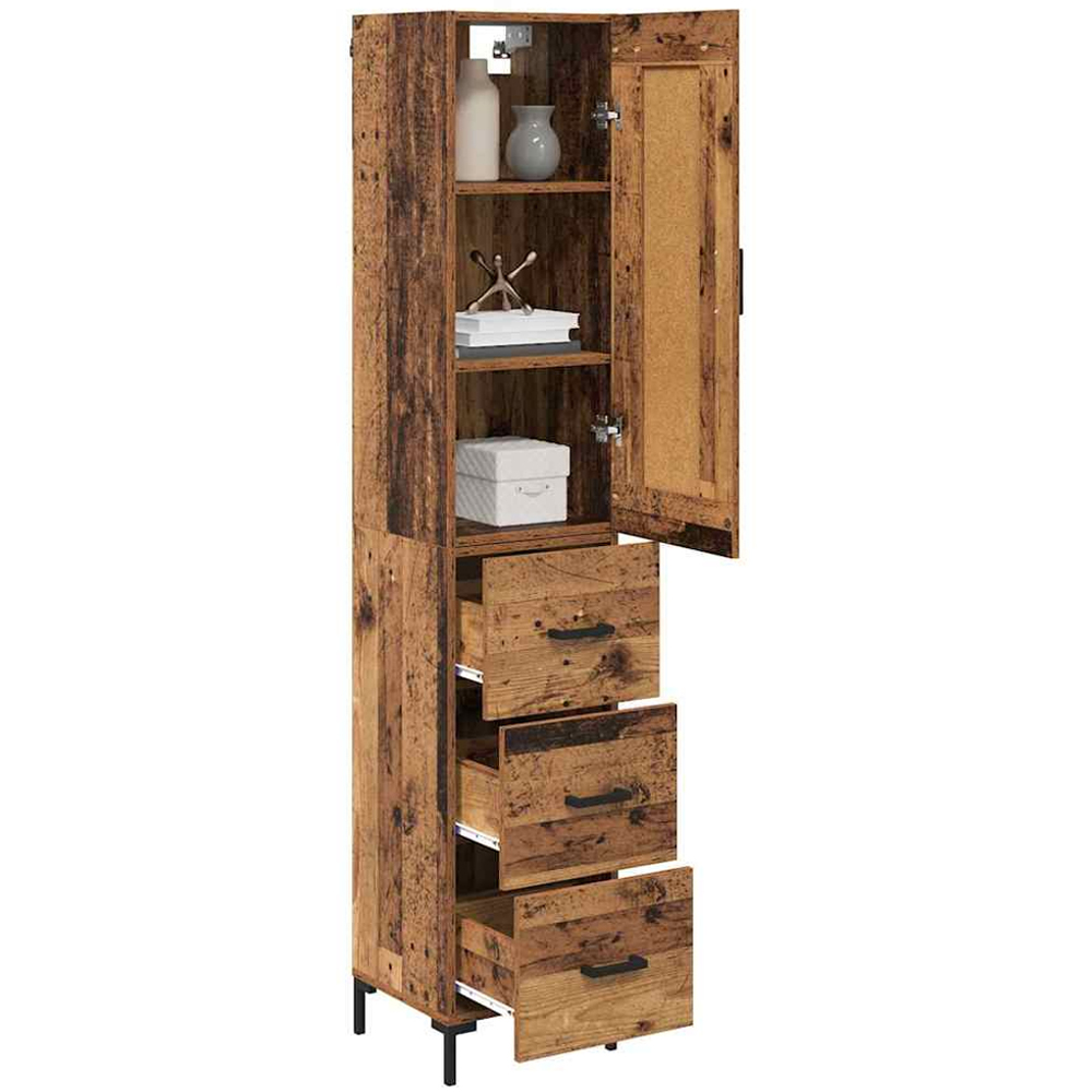 vidaXL Single Door 3 Drawer Old Wood Highboard Image 3
