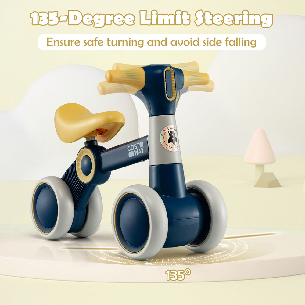 Costway Yellow Baby Balance Bike with 4 Wheels Image 2