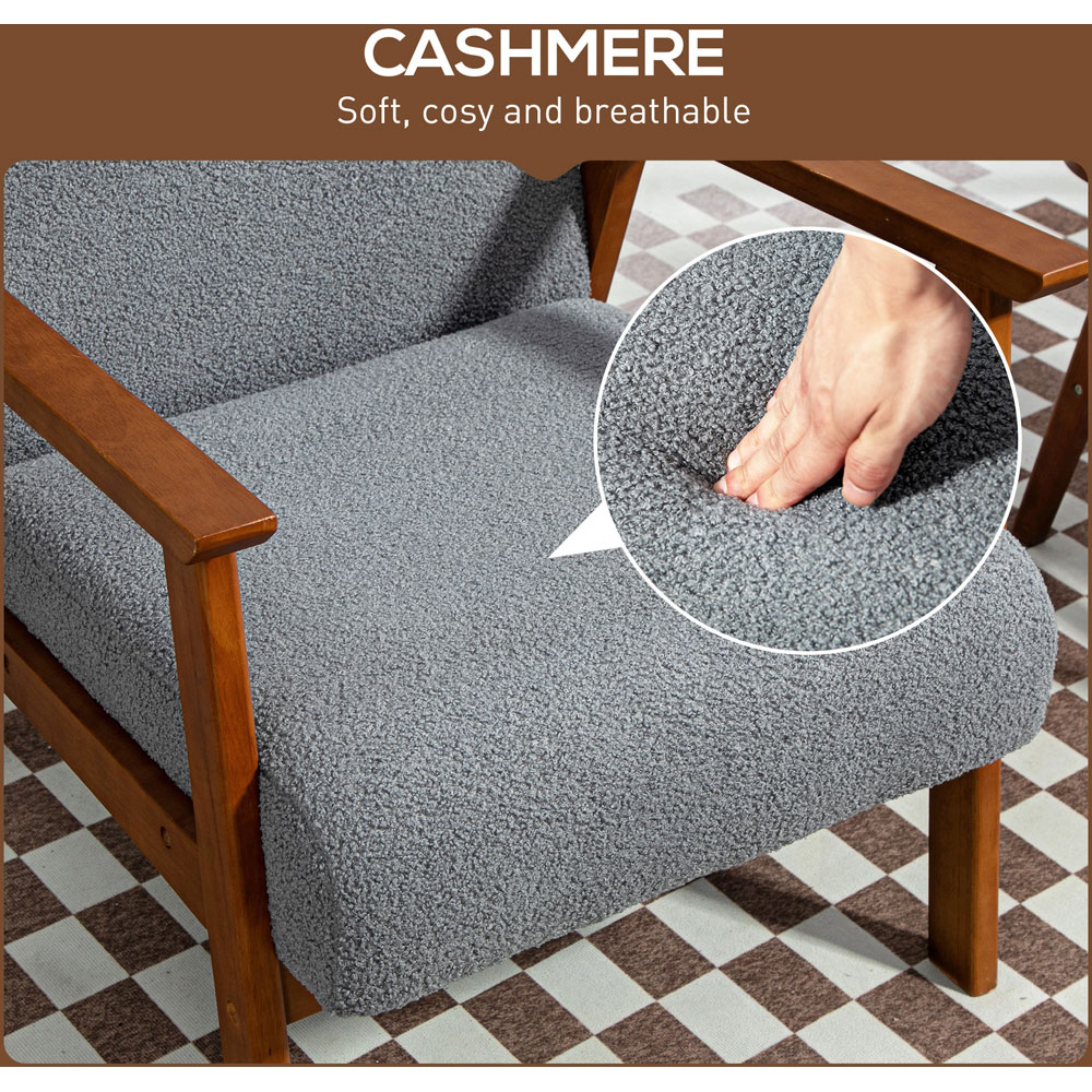 HOMCOM Grey Boucle Accent Armchair Image 6