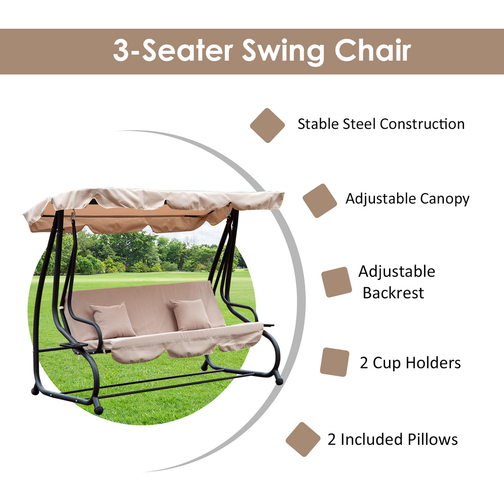 Outsunny 2 in 1 Light Brown Swing Seat and Hammock Bed Image 4