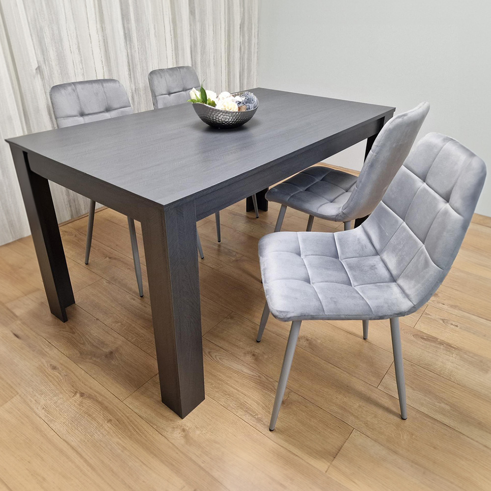 Portland 4 Seater Dining Set Dark Grey and Grey Image 1
