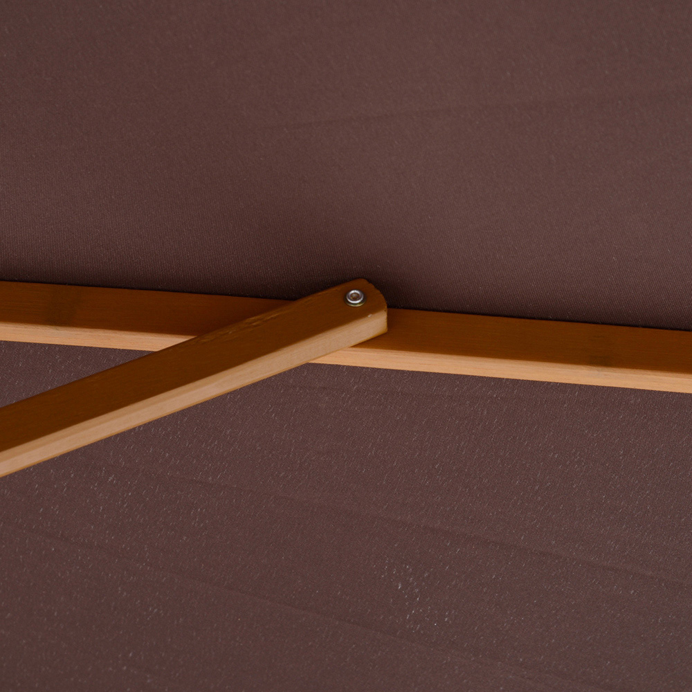Outsunny Coffee Bamboo Wooden Parasol 3m Image 3