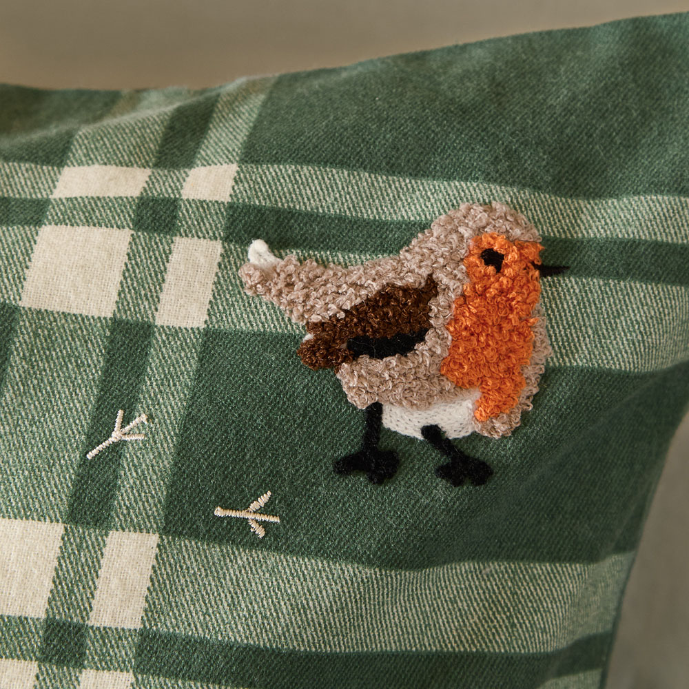 Wylder Double Green Ramble Robin Tufted Cotton Duvet Cover Set Image 3
