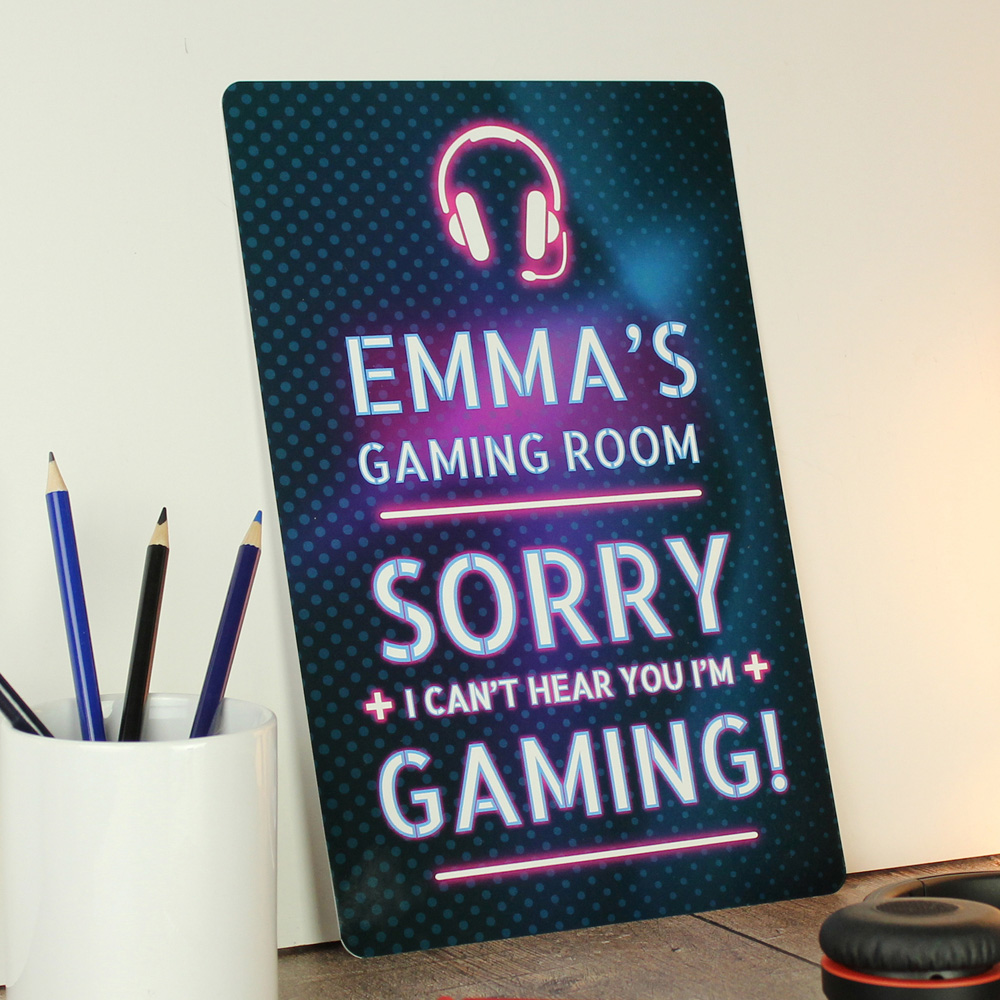 Personalised Memento Company Personalised Gamer Warning Metal Sign Image 2
