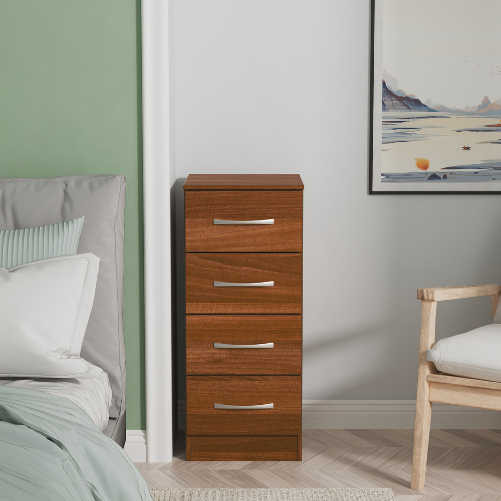Crowndale Avon 4 Drawer Noche Walnut Bedside Cabinet Image 7