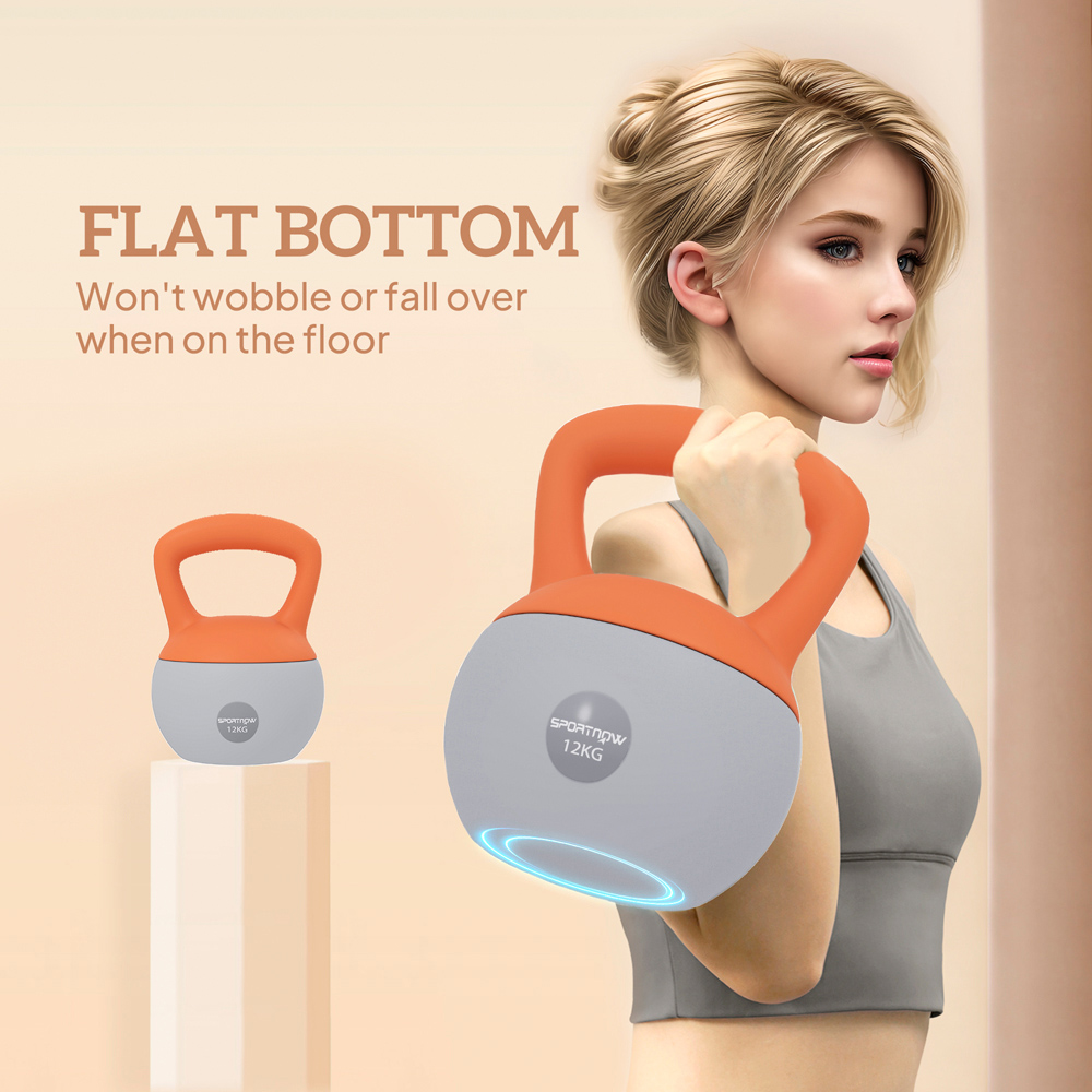 SPORTNOW Orange and Grey Kettlebell with Soft Body and Non-Slip Handle 12kg Image 6