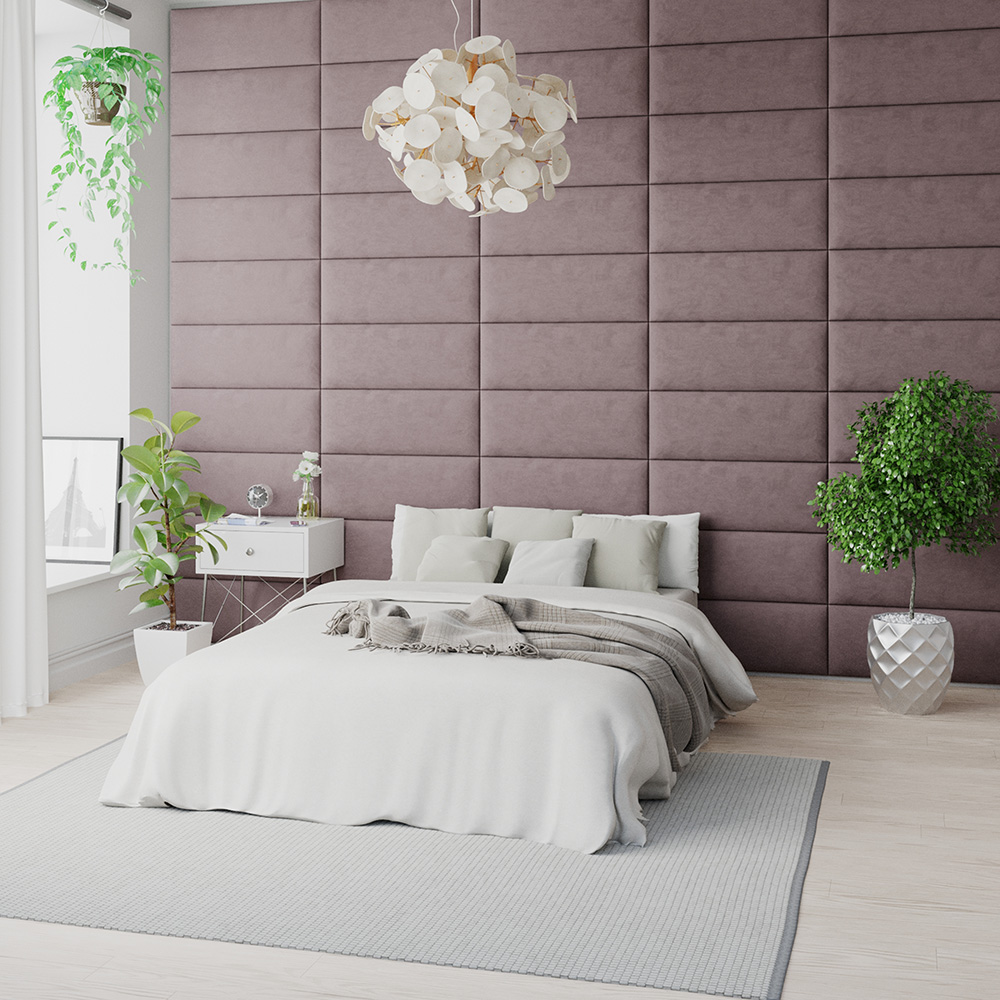 Aspire EasyMount Blush Plush Velvet Upholstered Wall Mounted Headboard Panels 2 Pack Image 2
