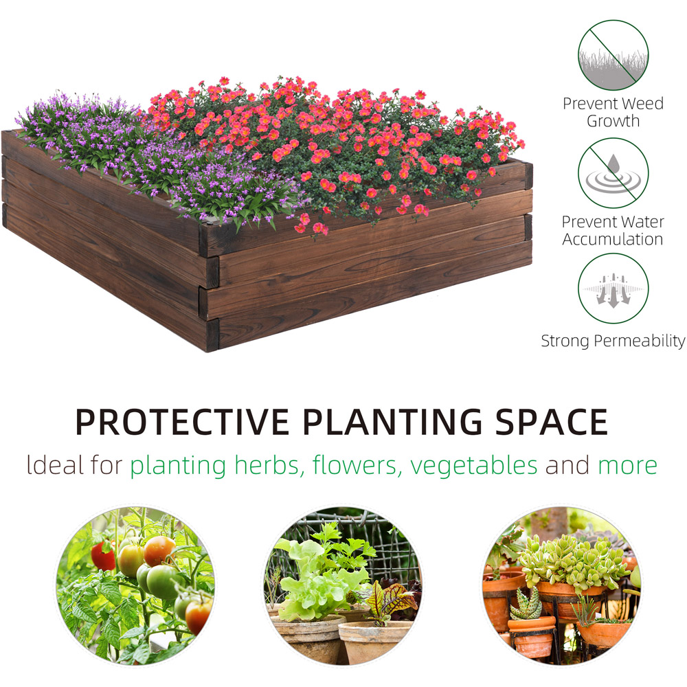 Outsunny Wooden Raised Garden Bed Planter 22.5cm Image 4