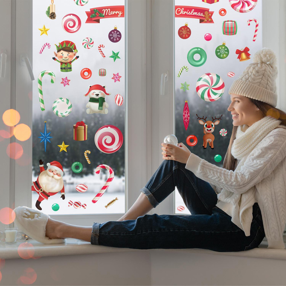 Walplus Christmas Crew in Candyland Double-Sided Window Stickers 105 Piece Image 2