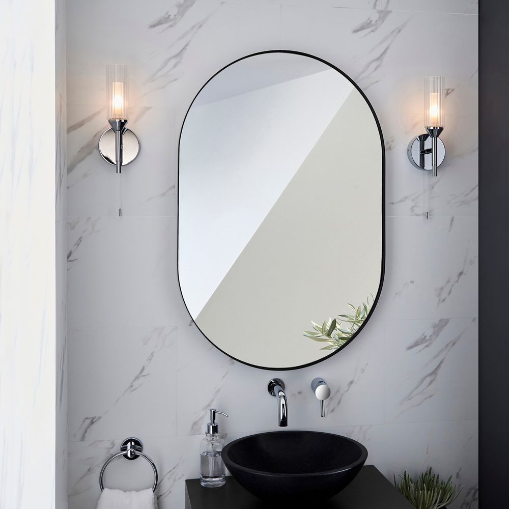 Merano Casoria Ribbed Glass Chrome Plate Bathroom Wall Light Image 6