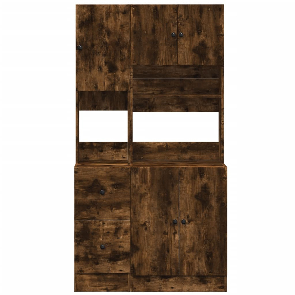 vidaXL 5 Door 2 Drawer 3 Shelf Smoked Oak Kitchen Cabinet Image 4