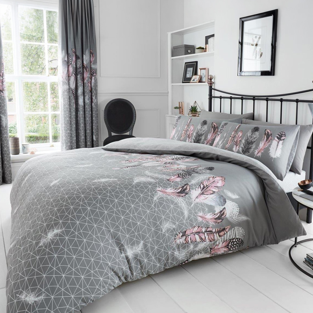 Smart Living Single Grey Feathers Duvet Set Image 1