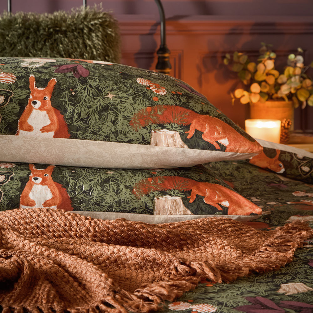 furn. Pineberry Forest Double Multicolour Woodland Duvet Cover Set Image 3