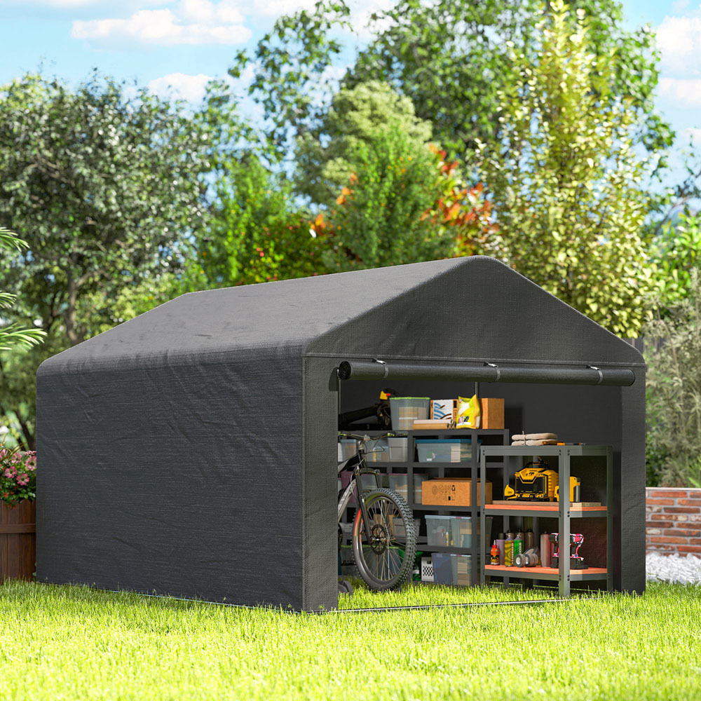 Outsunny 6.6 x 7.8ft Dark Grey Garden Bike Storage Shed Image 3