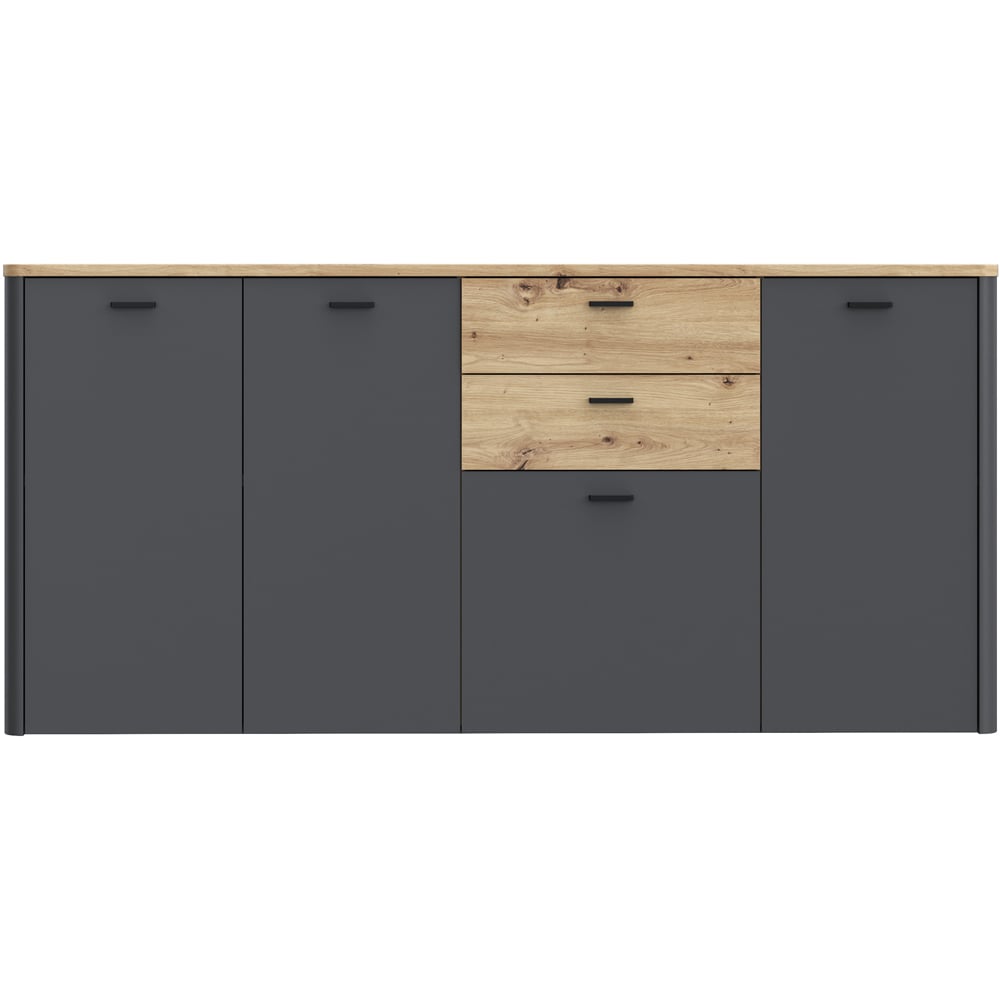 Florence Klara 4 Door 2 Drawer Grey and Oak Sideboard Image 3
