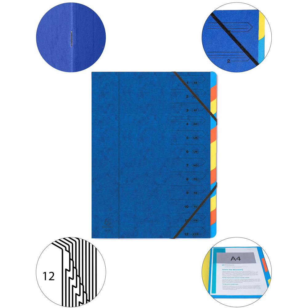 Exacompta Europa A4 12 Section Blue Multi-Part File 8 Pack Image 5