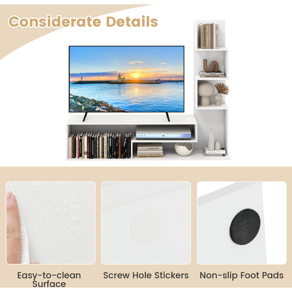 Costway White Media Console Table Image 5
