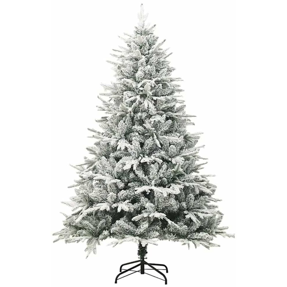 vidaXL 300 LED Pre-Lit Gold and Bronze Baubles Green Artificial Snow Flocked Christmas Tree 6ft Image 5