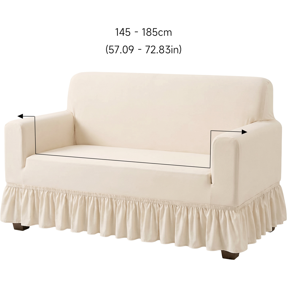 Living and Home 2 Seater Beige Vintage Plush Sofa Cover Image 7