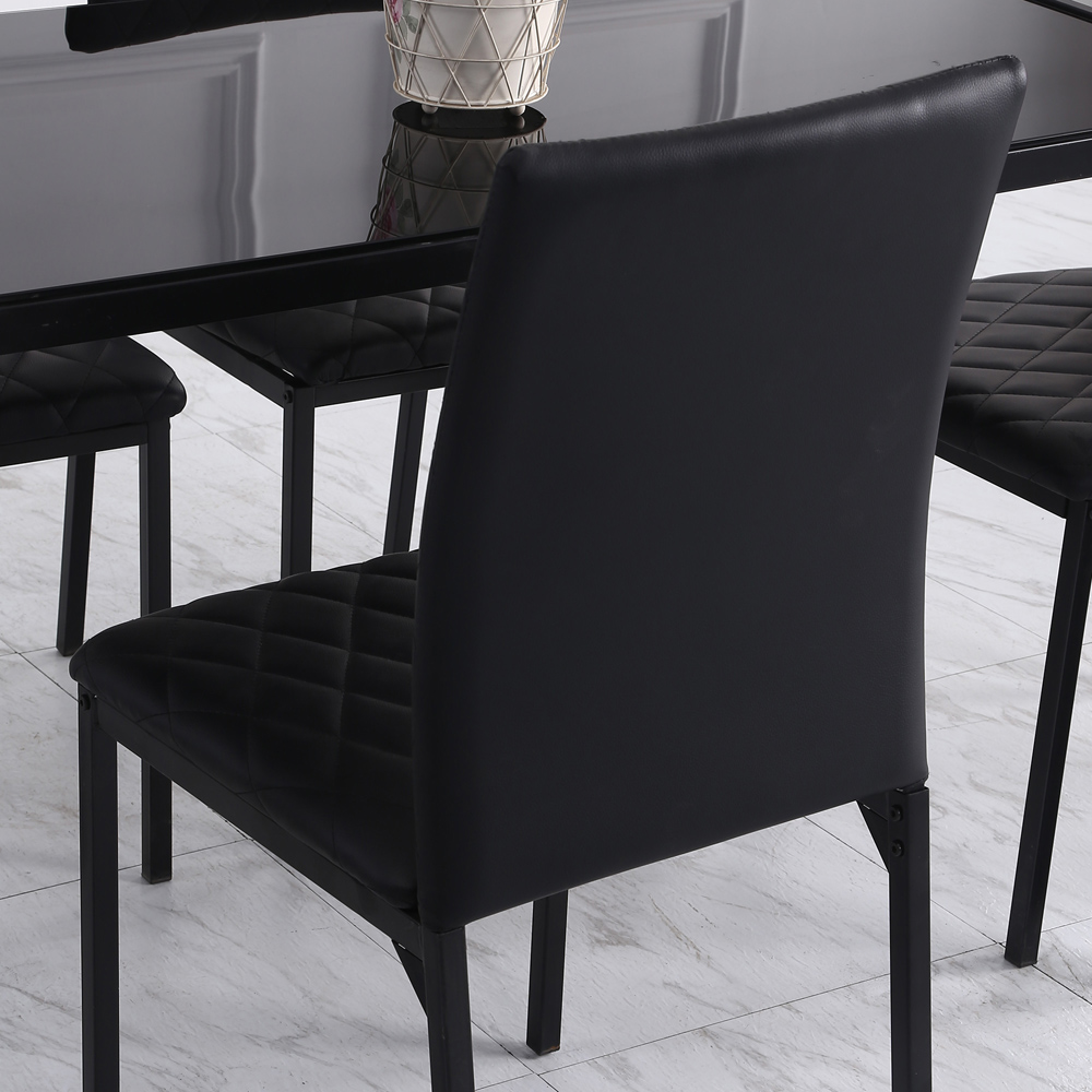 Portland Set of 4 Black Faux Leather Dining Chair Image 3