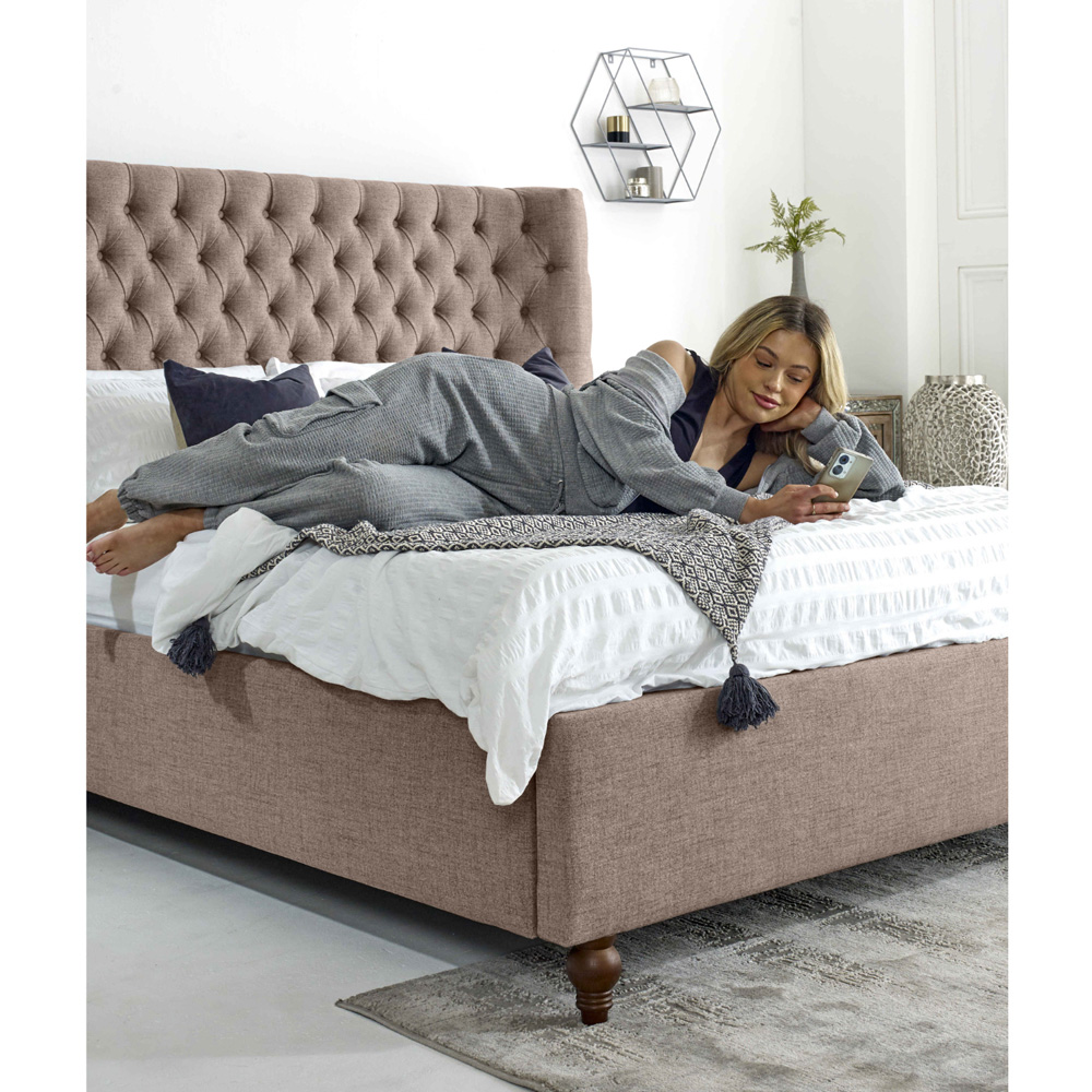 Eleganza Dinah King Size Mineral Grampian Fabric Bed Frame with Winged Headboard Image 4