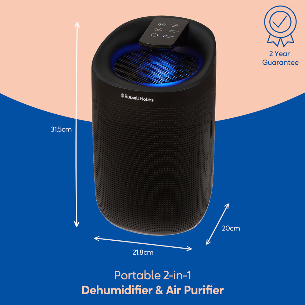 Russell Hobbs Fresh Air Pro Black Compact Dehumidifier and Air Purifier 1L Image 8