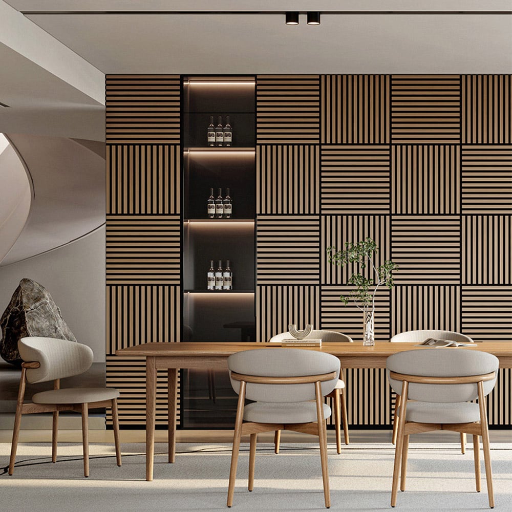 Tuscan Natural Oak PVC Wrapped Acoustic Wall Tile Image 1