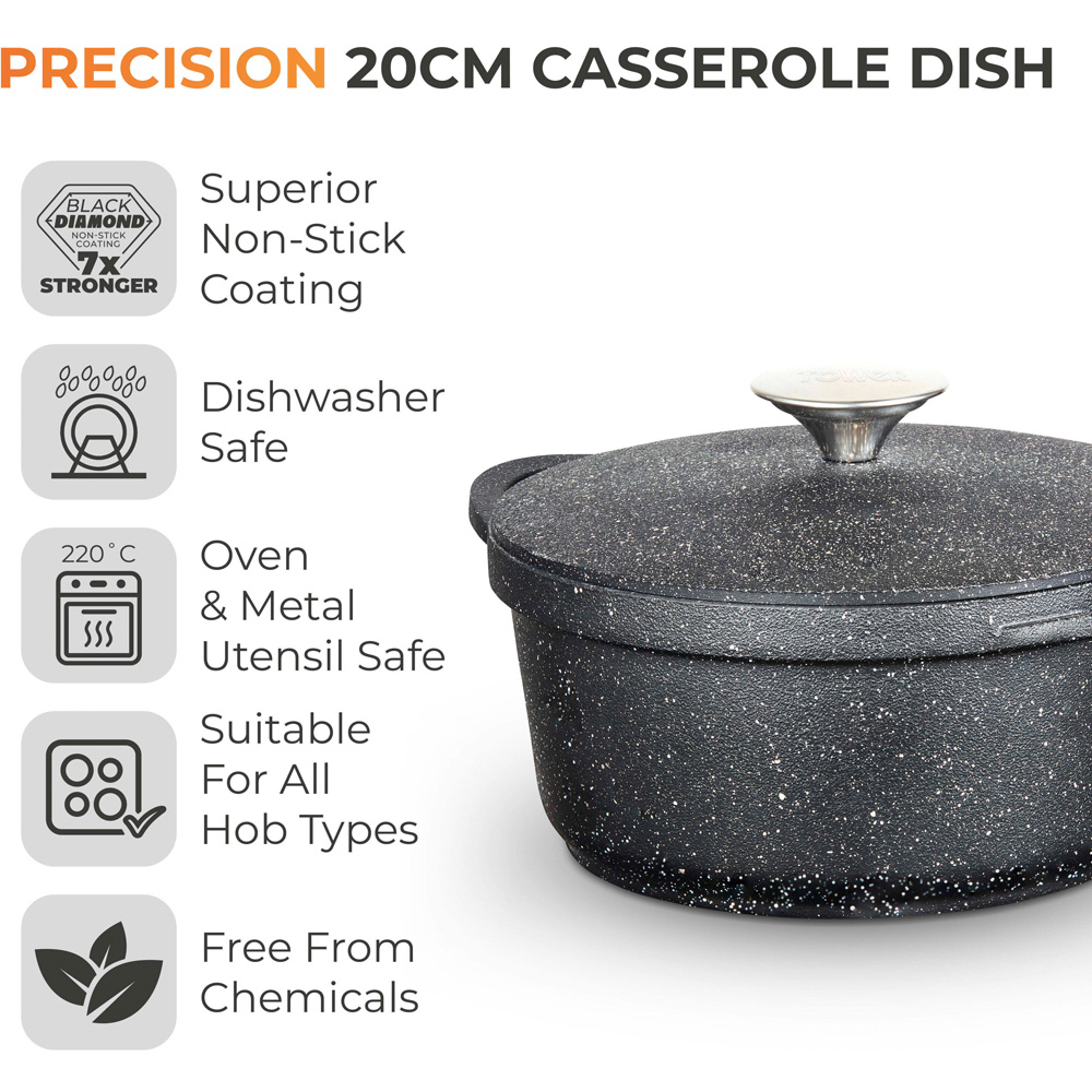 Tower 20cm Cast Aluminium Non-Stick Casserole Dish with Lid Image 3