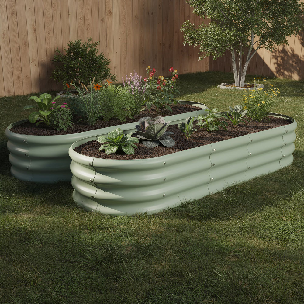 Harbour Housewares Green Rounded Galvanised Steel Raised Garden Bed 180 x 90cm Image 2