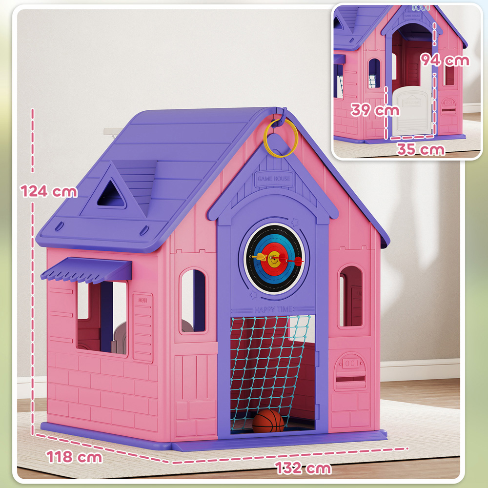 Tommy Toys AIYAPLAY 5-in-1 Kids Pink Playhouse with Built-In Games Image 9