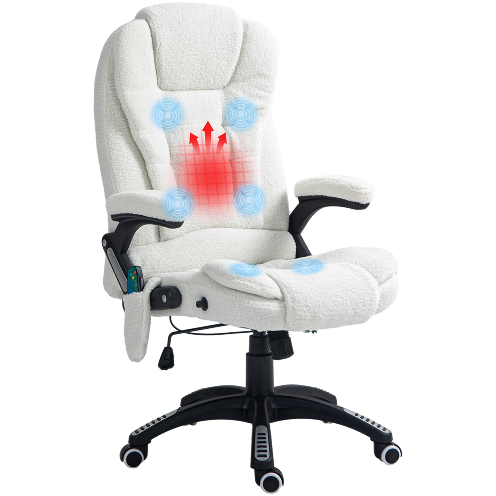 Portland White Height Adjustable Massage and Heat Recliner Office Chair Image 2