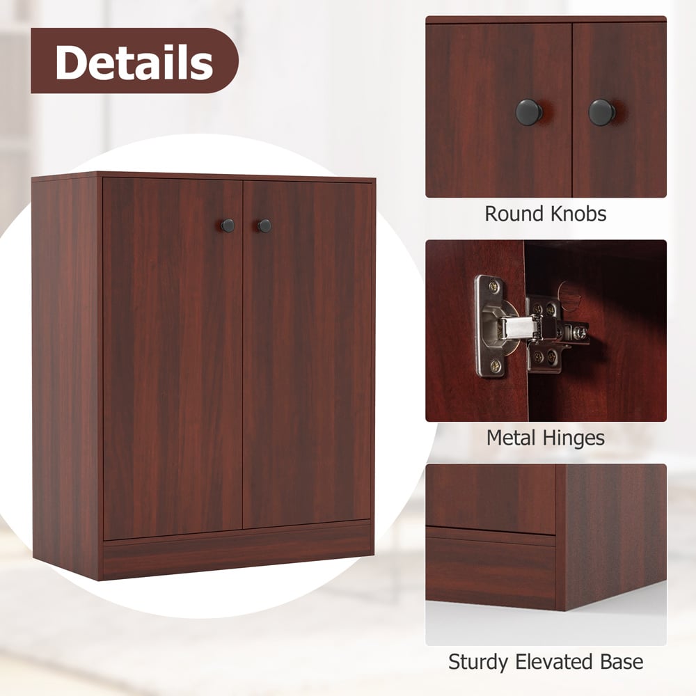 Costway 2 Door Brown Storage Cabinet Image 8